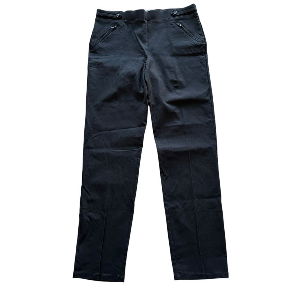 Womens Pants Size Small Black Stretch Waist Straight Leg Business Casual Office